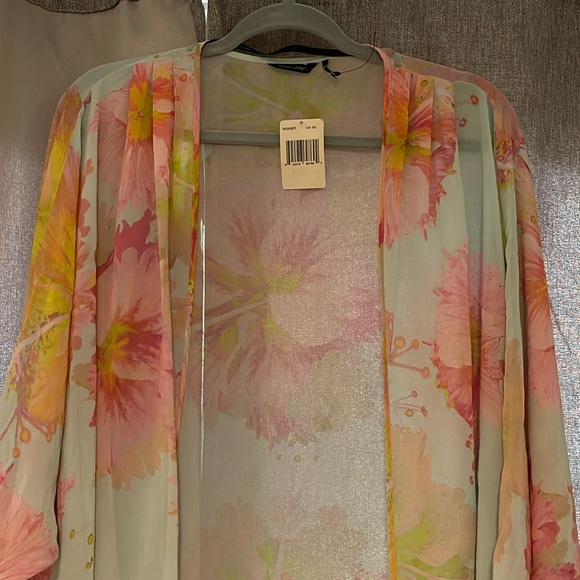 New Guess Marciano Kimono Swim Light Chiffon Floral Cover Up XS S - Picture 2 of 9